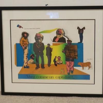1244	ANTINIO SEGUI LIM ED PRINT TITLED *VIVEZ COMME UN CAPITALISTE* PENCIL SIGNED DATED 1970 & 45/100 OVERALL DIMENSIOSN 32 IN X 27 IN 

