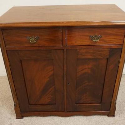1099	MAHOGANY WASH STAND W/ TWO DRAWERS & TWO DOORS, 32 IN W, 31 3/4 IN H 
