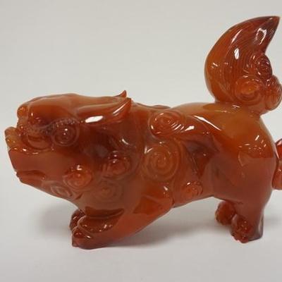 1005	CARVED & POLISHED STONE FOO DOG, 5 1/4 IN LONG X 4 3/4 HIGH
