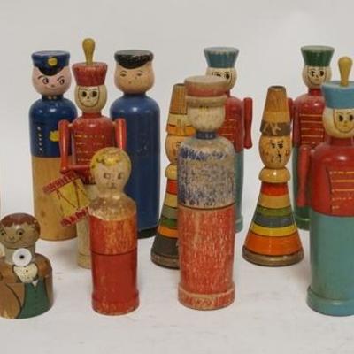 1276	14 FIGURAL WOODEN CRAYON HOLDERS, TALLEST IS 7 1/2 IN
