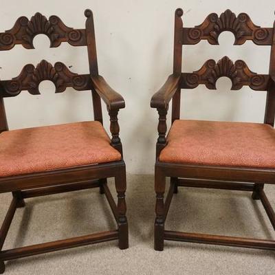 1027	PAIR KITTINGER OF CARVED ARMCHAIRS 
