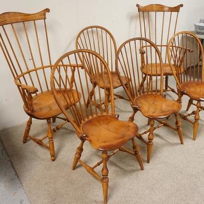 1110	D.R. DIMES SET OF SIX WINDSOR CHAIRS,  TWO CONTINIOUS ARMCHAIRS & FOUR SIDE CHAIRS 
