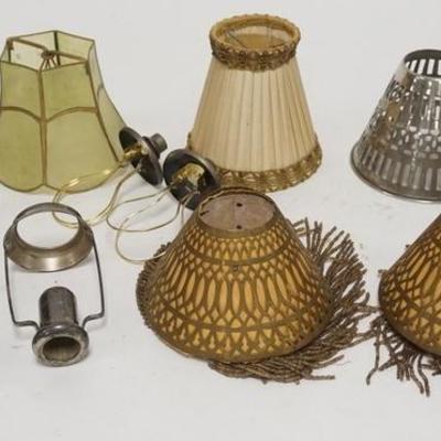 1186	GROUP OF SMALL LAMPSHADES, LOT INCLUDES TWO CANDLE LAMP INSERTS

