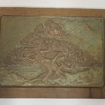 1261	RED POTTERY PLAQUE TORREY PINES BY LAIRD,15 3/4 IN X 11 3/4 IN 
