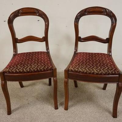 1094	PAIR OF SABRE LEG VICTORIAN CHAIRS W/ CARVED BACKS
