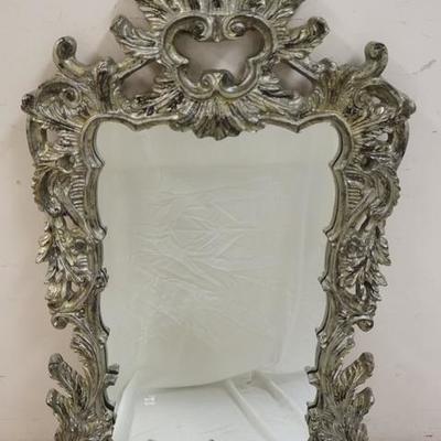 1037	MIRROR IN ORNATE LEAF & SCROLL FRAME,  26 IN X 51 IN 
