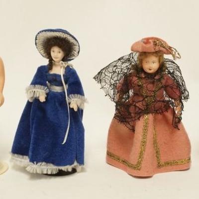 1305	GROUP OF FOUR SMALL DOLLS, TALLEST IS  6 1/4 IN 
