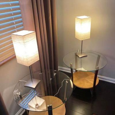 Two Glass Tables & Two Lamps
