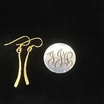 Sterling Monogrammed Brooch and Gold Earrings