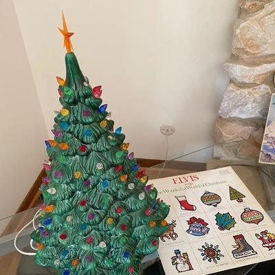 Vintage Ceramic 2 Piece Lighted Christmas Tree 