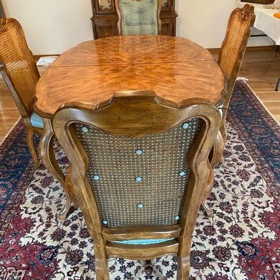 Drexel Heritage Dining Table, With 2 Arm Caned Back ( Back/Seat Pad only on Arm Chairs!) with 4 Side Cane Chairs