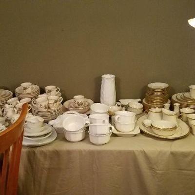 Some of the Noritake, Pfaltzgraff, and Lenox pieces.