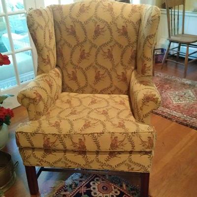 one of pair wing back chair