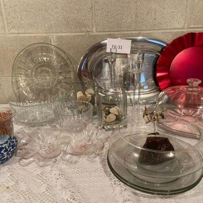 Glass Cake Plate and Bowls Plus