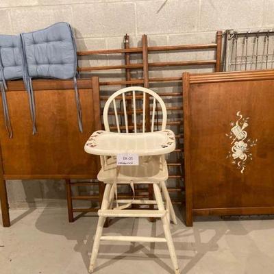 Vintage Childs Crib and Highchair