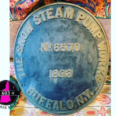 Antique Steam Engine Large Heavy Advertising Plate