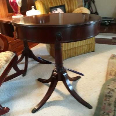 Stunning Geniune Grand Rapids Certified Mahogany end table made by Imperial Furniture. Has brass lion head pulls.