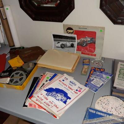 vintage racing items from Indy 500, Daytona, and other speedways.