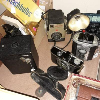 Vintage Kodak cameras.