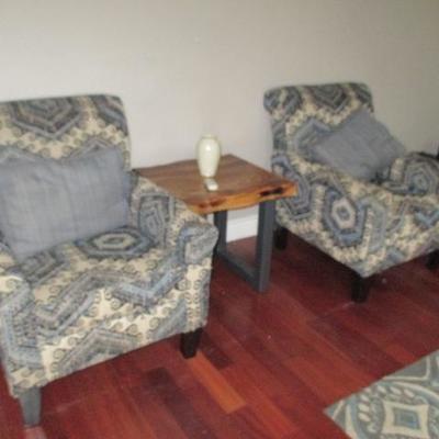 Like New Pair Fabric Arm Chairs 