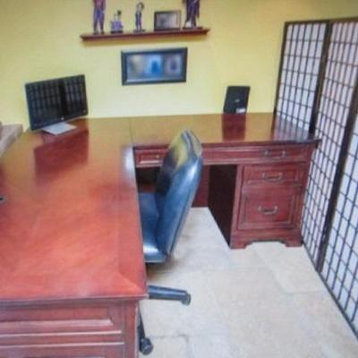 Desks, Chair, Privacy Screen  