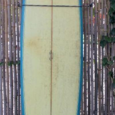 BAS029-Ben Aipa Designed 8' Red and White Sting Swallow Tail Surfboard