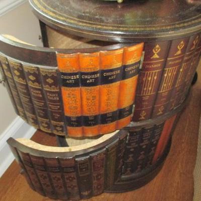 Round Leather Book End Table  