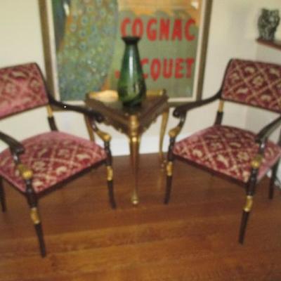 Stunning Par Of Gold Accent Arm Chairs (Not table) 