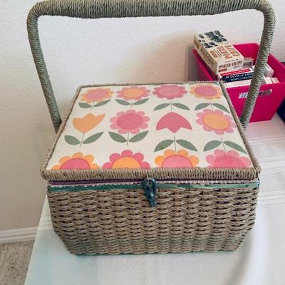 Padded floral picnic basket