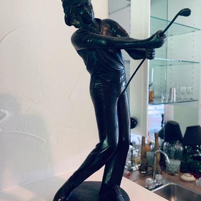 Bronze golfer sculpture