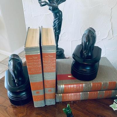 Bronze sculpture and book ends