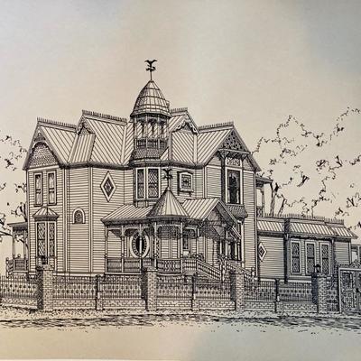Drawing of the 1880's home in Texas that the antique furnishings   came from.  It has been restored and is on the Historic Register.

