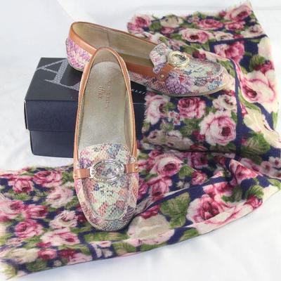Anne Klein Iflex Floral buckler Front Loafer/Moccasin Shown Axcess Large Rose Floral Wool Scarf