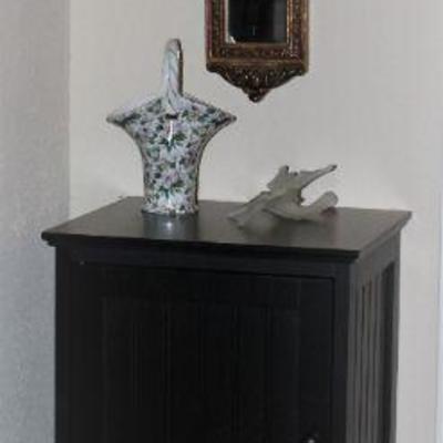 2 Adjustable Interior Shelves shown vintage Home Interior Decorative Wall Mirror (4â€ x 24â€).  Aim Bros Formalities Porcelain Basket...