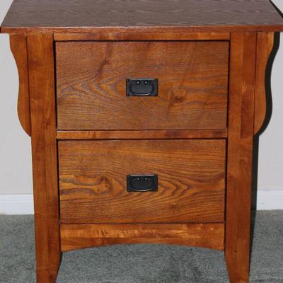 Oak 2 Drawer Chest Side Table (26â€H x 26â€W x 16â€D)