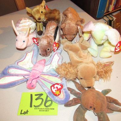 Lot 136 - 8 Ty Bears and Animals - $40.00  