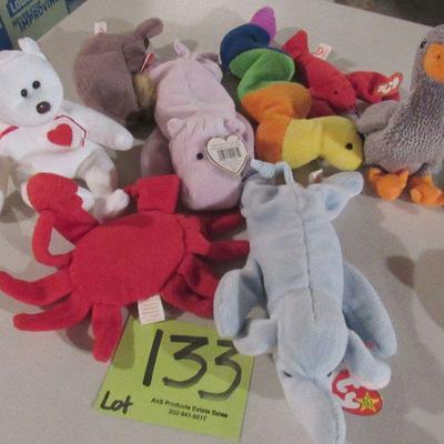 Lot 133 - 8 Ty Bears and Animals - $40.00  