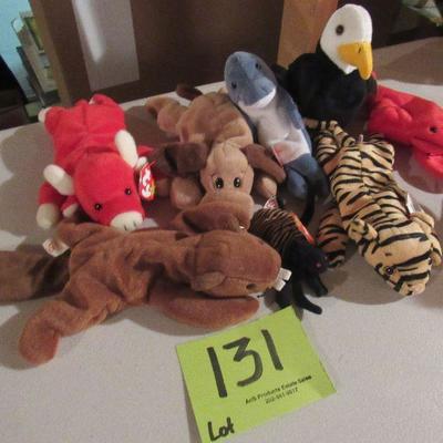 Lot 131 - 8 Ty Bears and Animals - $40.00  