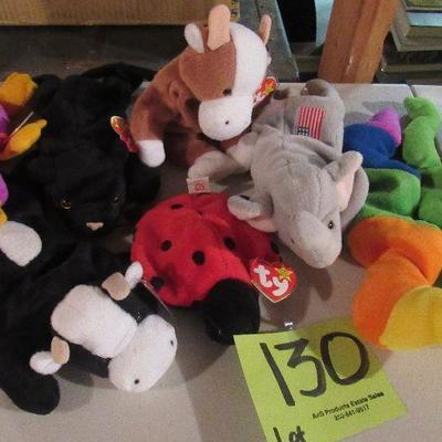 Lot 130 - 8 Ty Bears and Animals - $40.00  