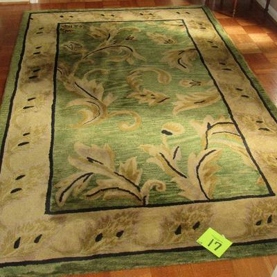 Lot 17 - Green Floral Cushioned Rug Made In Germany 8x5.1  $325.00  