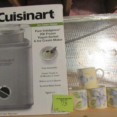 Lot 73 - New Cuisinart Ice Cream Maker and Four Cups $ 60.00  