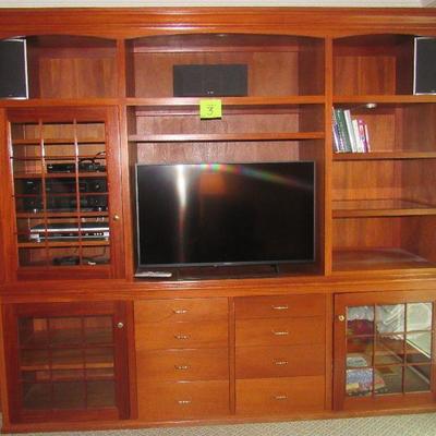 Lot 3 - Custom made cherry wood wall entertainment and bookcase $1450.00  