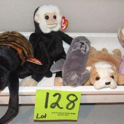 Lot 128 - 8 Ty Bears and Animals - $40.00  