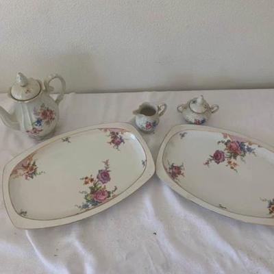 Floral Tea Set with Serving Trays