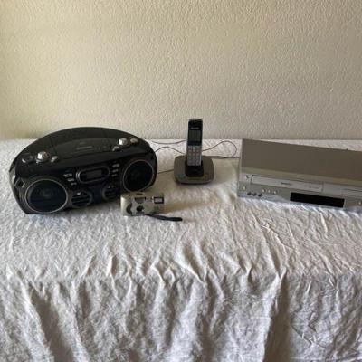 Boom Box, VHS & CD Player, Phone & Camera
