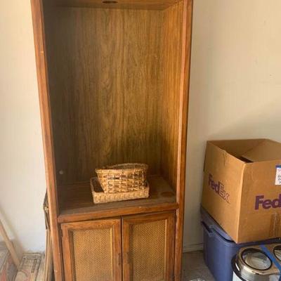 Tall Cabinet with Rattan Shelves