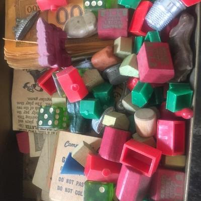 Vintage Monopoly Parts, Houses, Metal Parts, Cards from 1960's $10