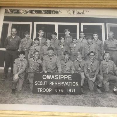 Vintage Black & White Boy Scout Picture Owasippe Scout Reservation Troop 678, 1971 $4.00