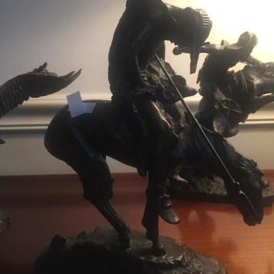 Remington Statue Cowboy on Bucking Horse and Rattlesnake.  $890