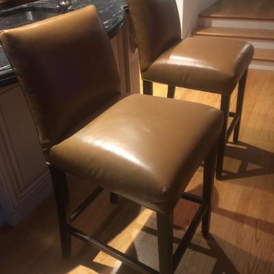 Ethan Allen Counter Height Stools, Leather -Very Good Condition $260 Pair